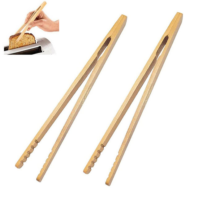 1pc Bamboo Toaster Tongs For Toast Pickles Tea Cooking Kitchen Tongs Long  Handle Bamboo Teaware Tea Clips Wood Toast Tong Wooden Toaster Bagel Bacon S