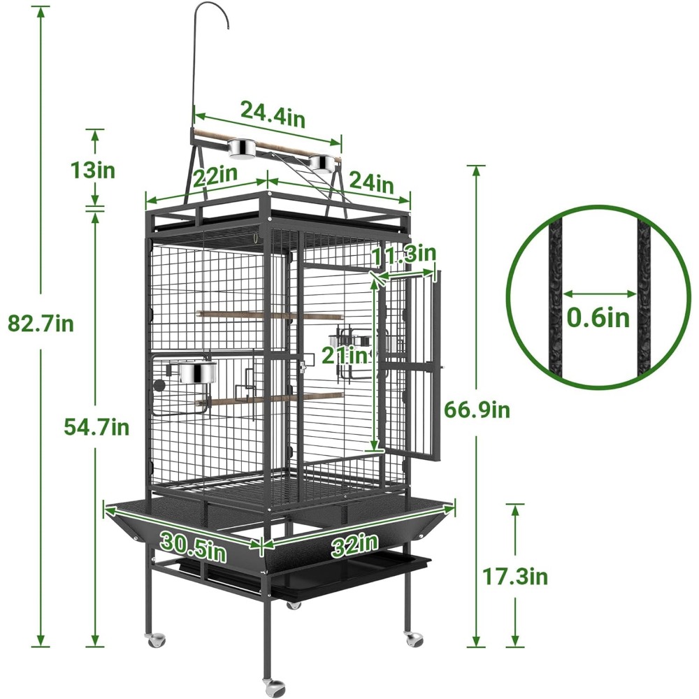 Title 3, 82 Inch Bird Cage, BOINN Bird Flight Cages with...