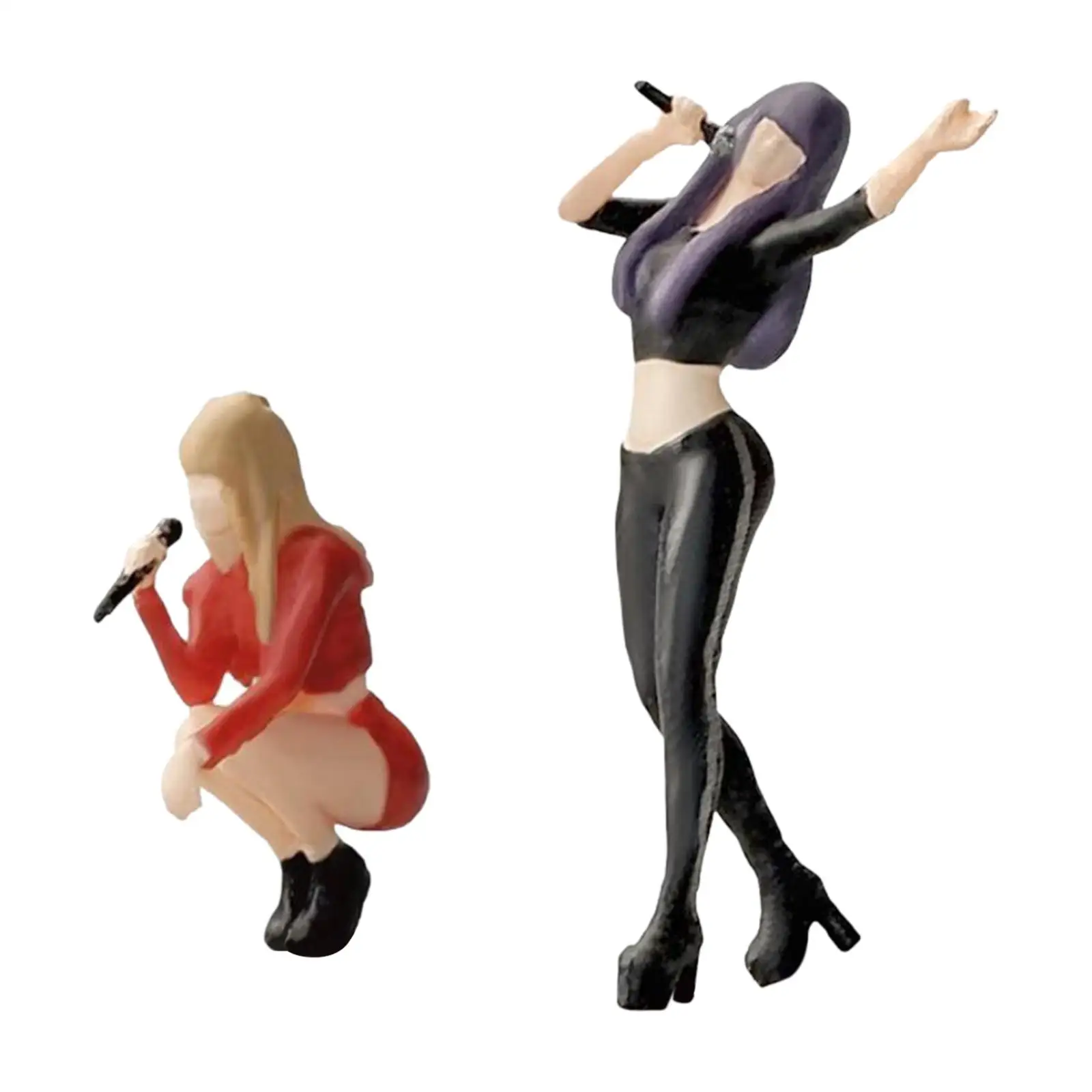 1/64 Scale Singer Model Figures DIY Layout Scenery Accs Mini People Model Resin Figures Dollhouse Decor Desktop Ornament