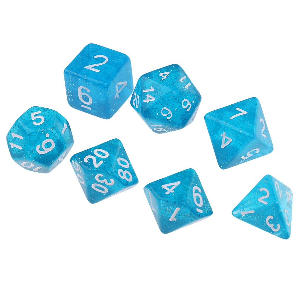MagiDeal 7Pcs Polyhedral Dice Set D6 D8 D10 D12 D20 for Board Games  & Dragons RPG MTG Table Games Toys