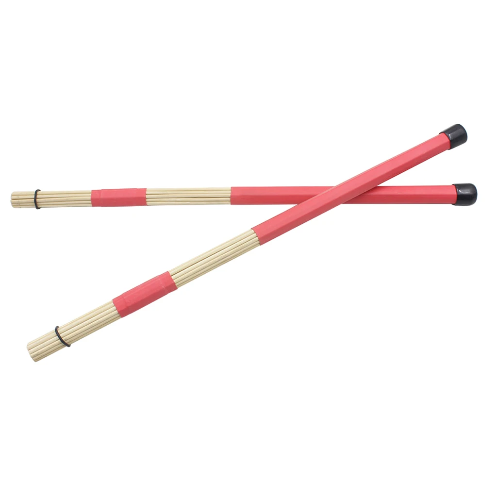 Portable 1 Pair of Drum Brushes Sticks Bamboo Rods for Percussion Instruments Drum Parts 15.74inch