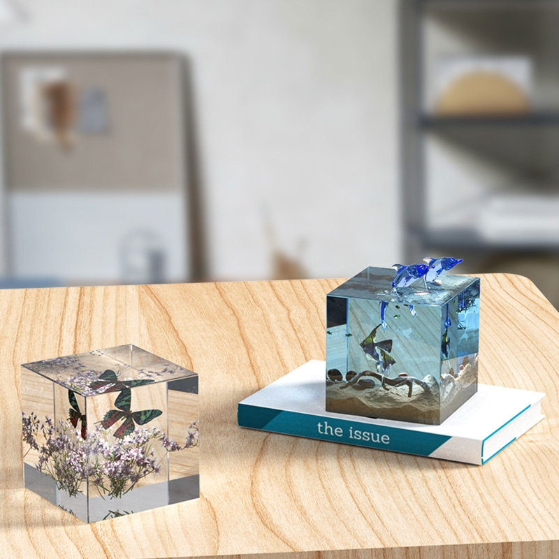 R3MC Cube Specimen Tabletop Ornaments Epoxy Resin Mold Handmade Home Decoration Silicone Mould DIY Crafts Candle Plaster Mold