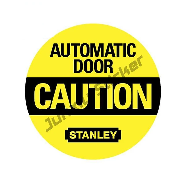 Stanley ANSI A156.10 Yellow Caution Automatic Door Sticker Decal