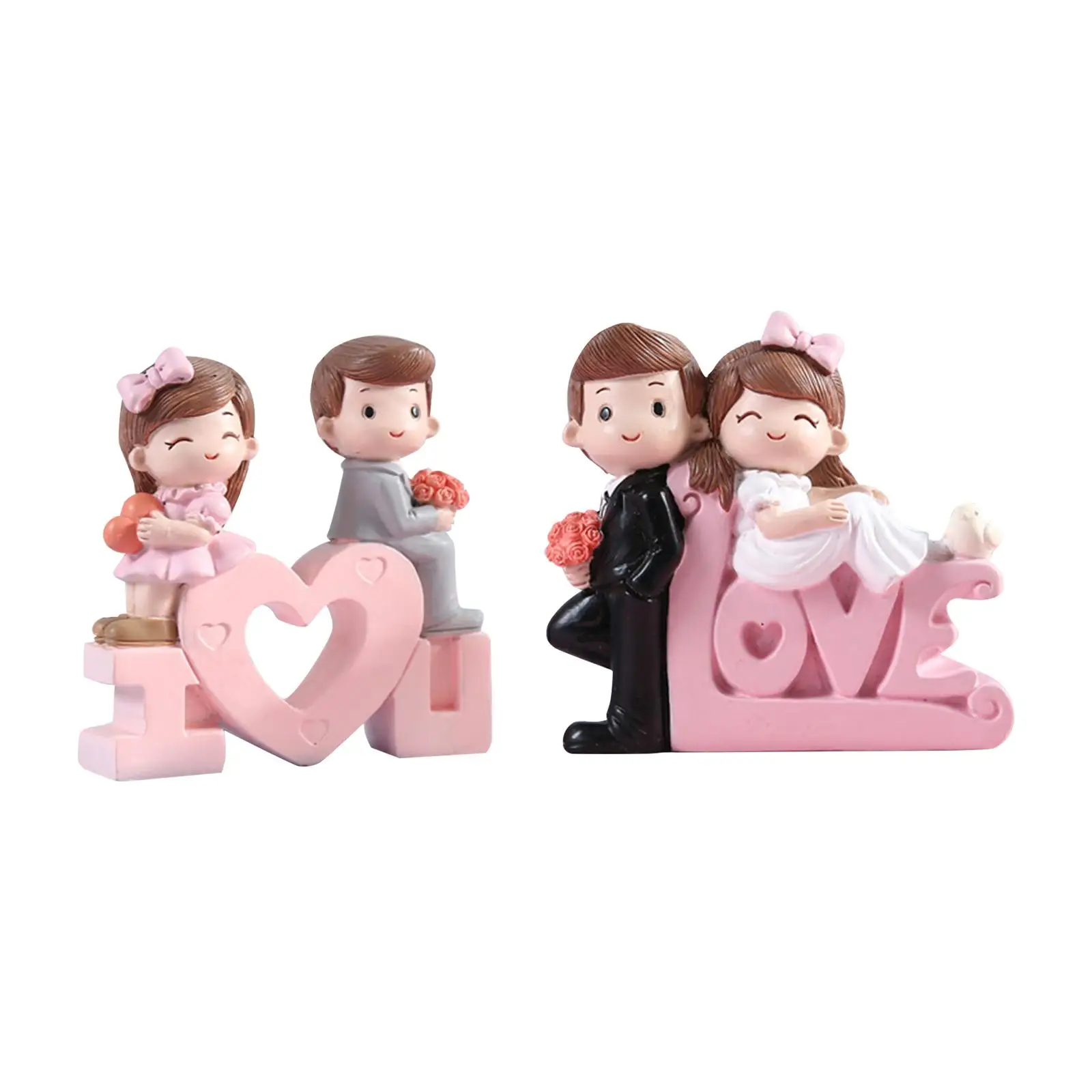 Resin Couple Statue Romantic Ornaments Present Sculpture for Wedding Valentine`S Day Shop Window Themed Party Living Room