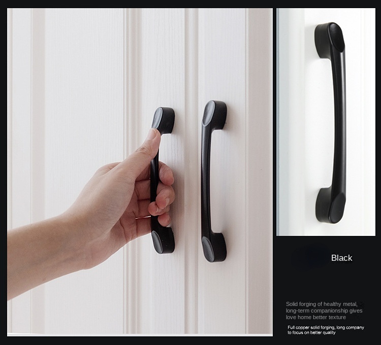 Description Picture 6 of itemSets Simple Style Black Cabinet Handles Solid Aluminum Alloy Kitchen Cupboard Pulls Drawer Knobs Furniture Handle Hardware