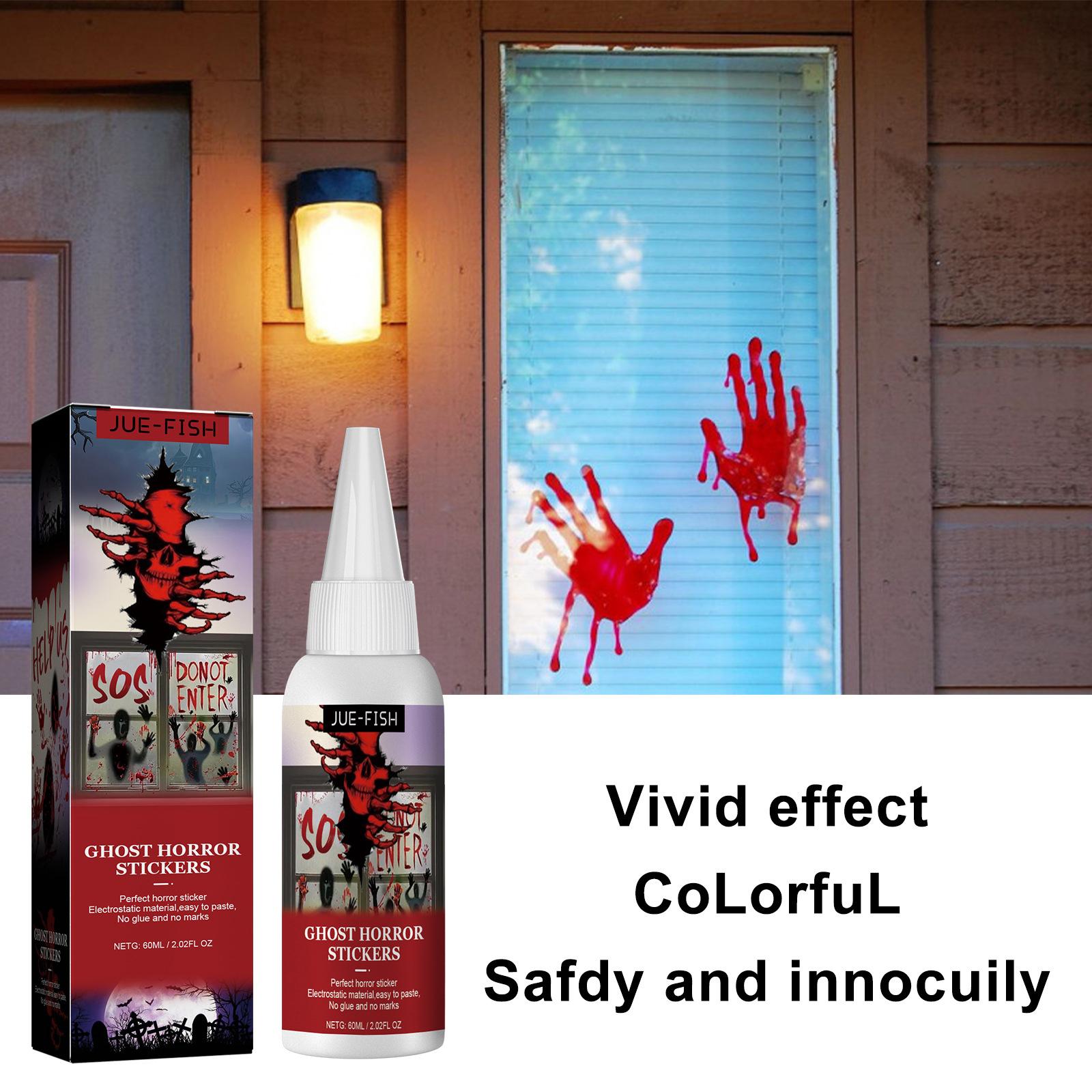 Bloody Handprint Sticker Door Decal Paint Coating Halloween DIY Liquid Sticker for Decoration Festival Party Bar Haunted House