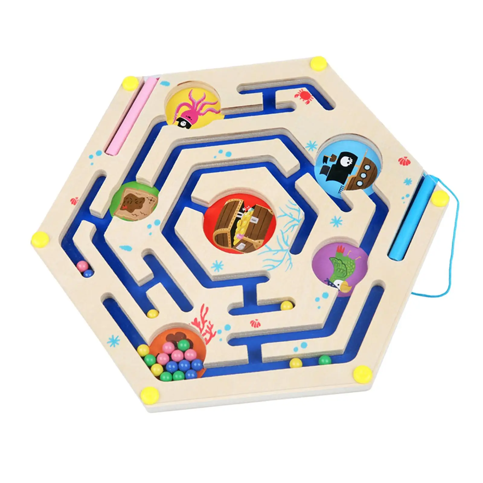 Magnetic Maze ,Fine Motor Skill,Wooden Magnetic Maze Toys for Kids Boy and Girl 2 3 Year Old Toddlers
