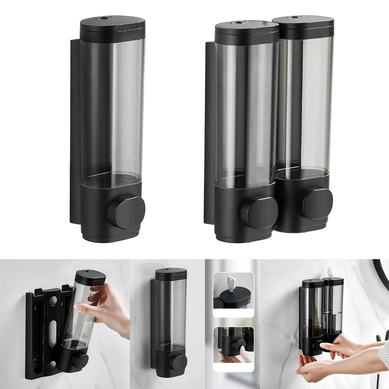 Manual Soap Dispenser 350ml Large Capacity Shampoo Container Shower Dispensers for Office Bathroom Kitchen Restaurant Hotel