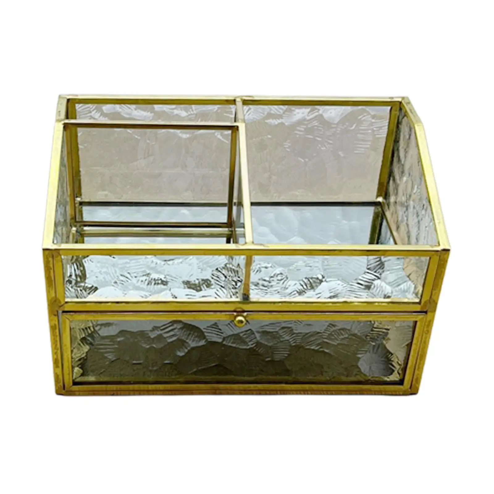 Clear Glass Jewelry Organizer Box Aureate 2 Tier Table Makeup Organiser Bathroom Shelf Vintage for Desktop Countertop Office