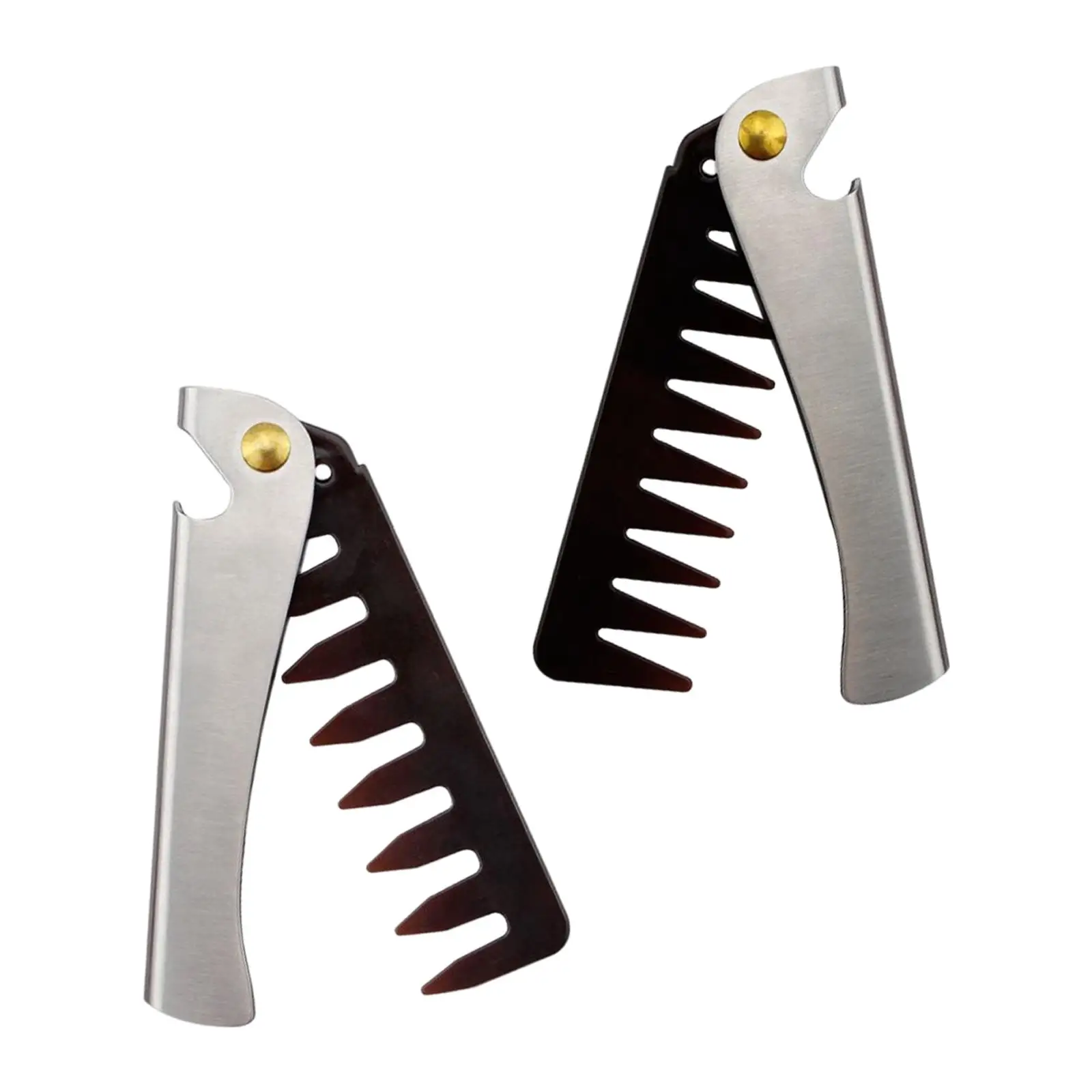 Folding Beard Comb for Men Stainless Steel Gift Grooming Combing Hair Pocket Comb for Travel