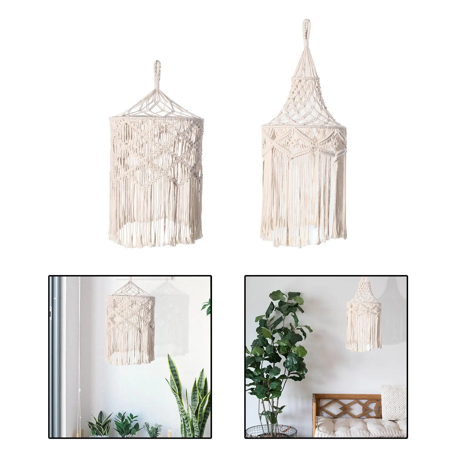 Ceiling Lights Fixture Cover Fitting Home Rustic Boho Hanging Pendant Light Cover Macrame Lampshade for Dorm Bedroom Kitchen