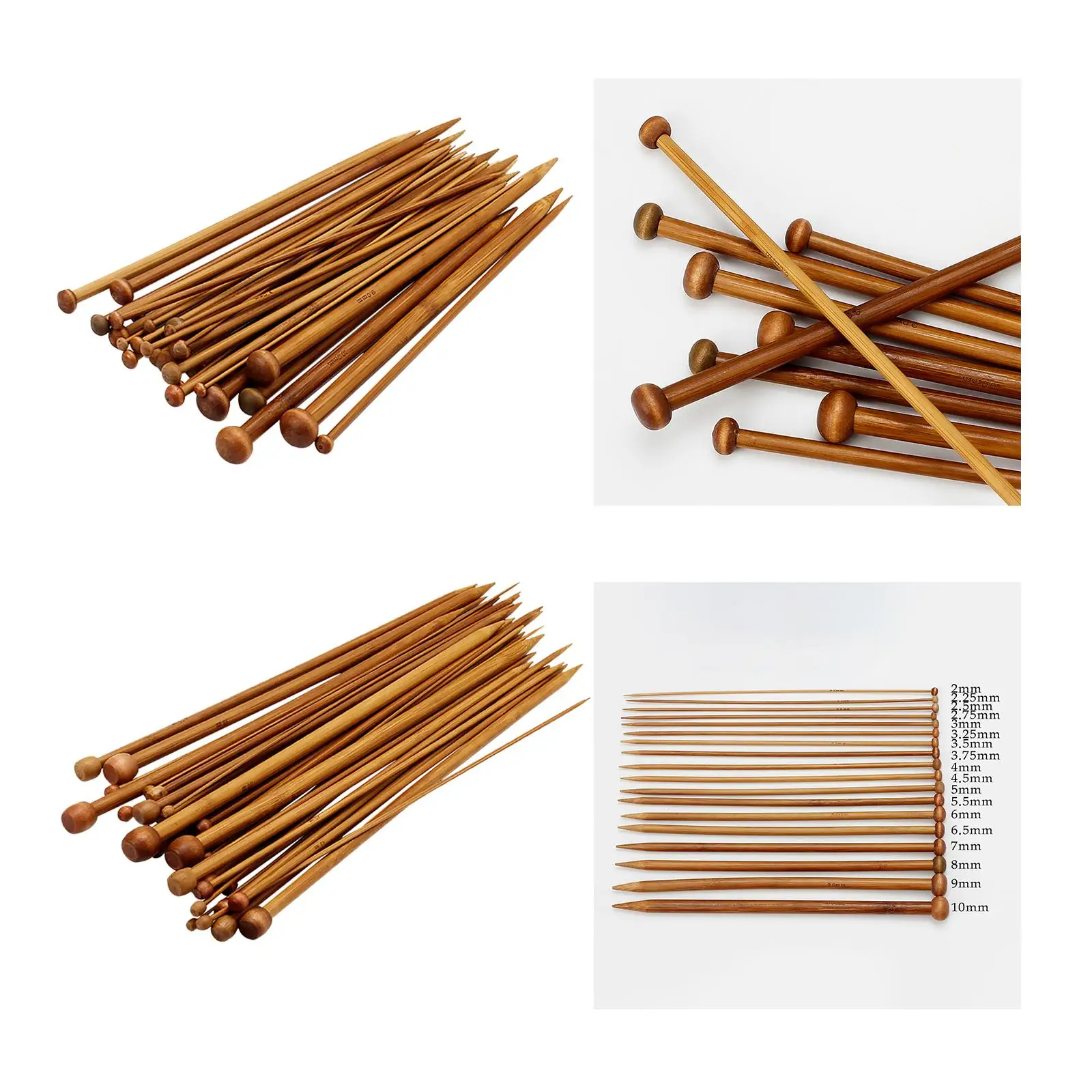 36Pcs Bamboo Knitting  for Beginners Crafts Smooth Needle DIY Scarf Tools Wooden Straight Knitting  Kit Supplies