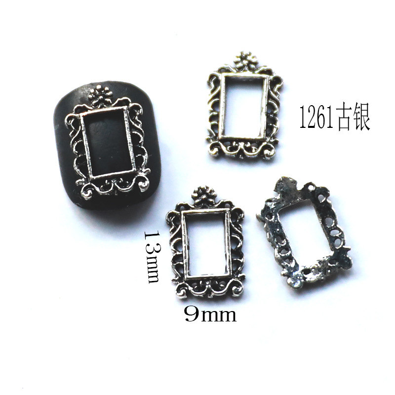 20 Stück Vintage Nail Art Rahmen vier Farben Multi-Formen Retro Legierung Nageldesigns Charms große Edelsteine für Nagelzubehör 2025 – Detail 7
