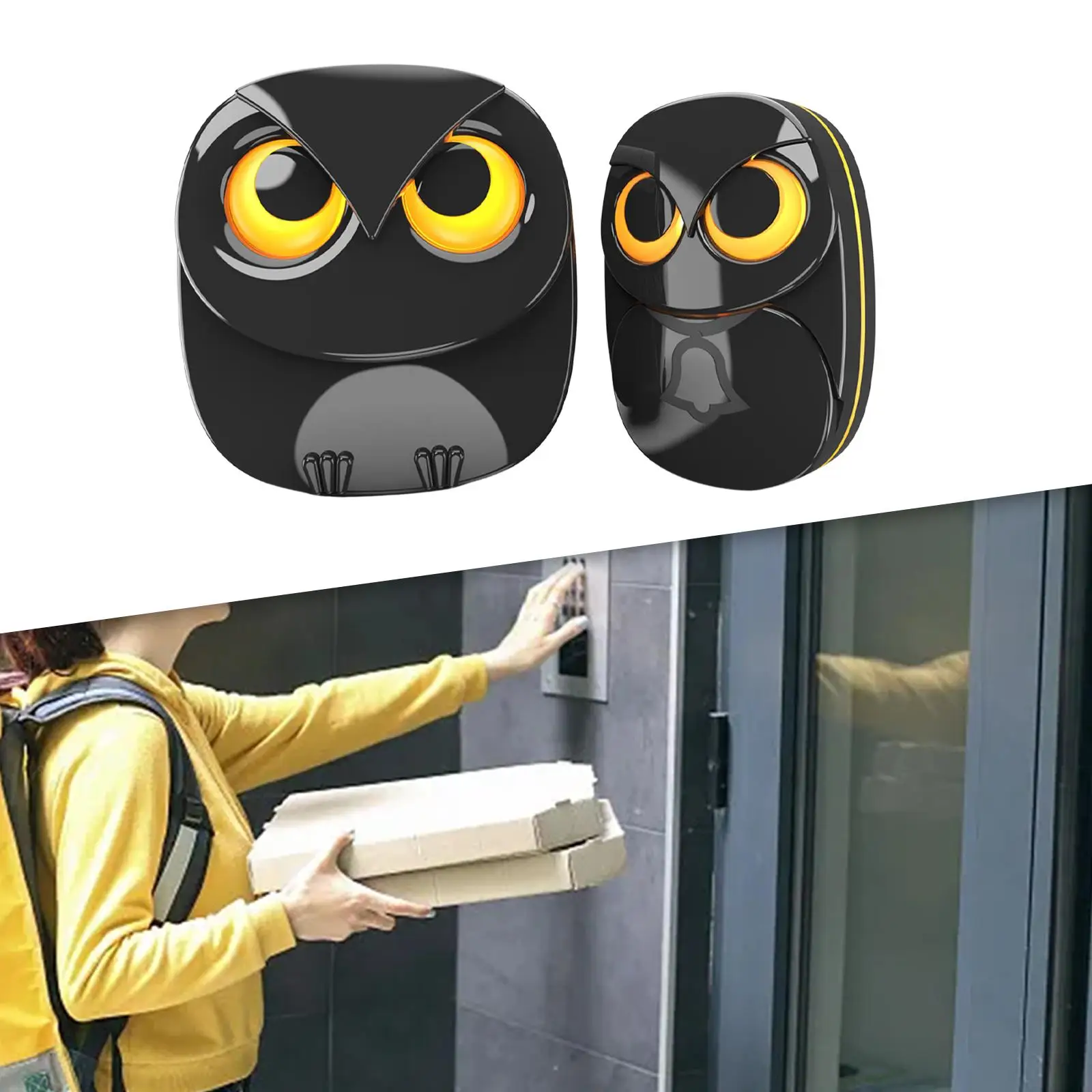 Wireless Driveway Security Alarm Convenient Cute Waterproof Accessories Decor Owl Shape for Front Porch Shed Garage Gate UK Plug