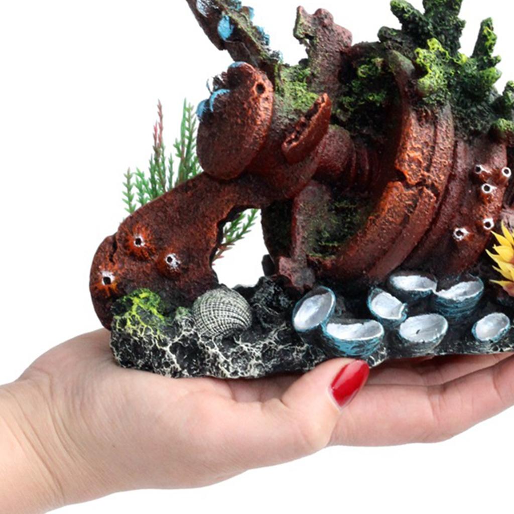 Resin Crafts Aircraft Engine Wreckage Model Gifts Collections Creative Simulation for Fish Tank Aquarium Decor