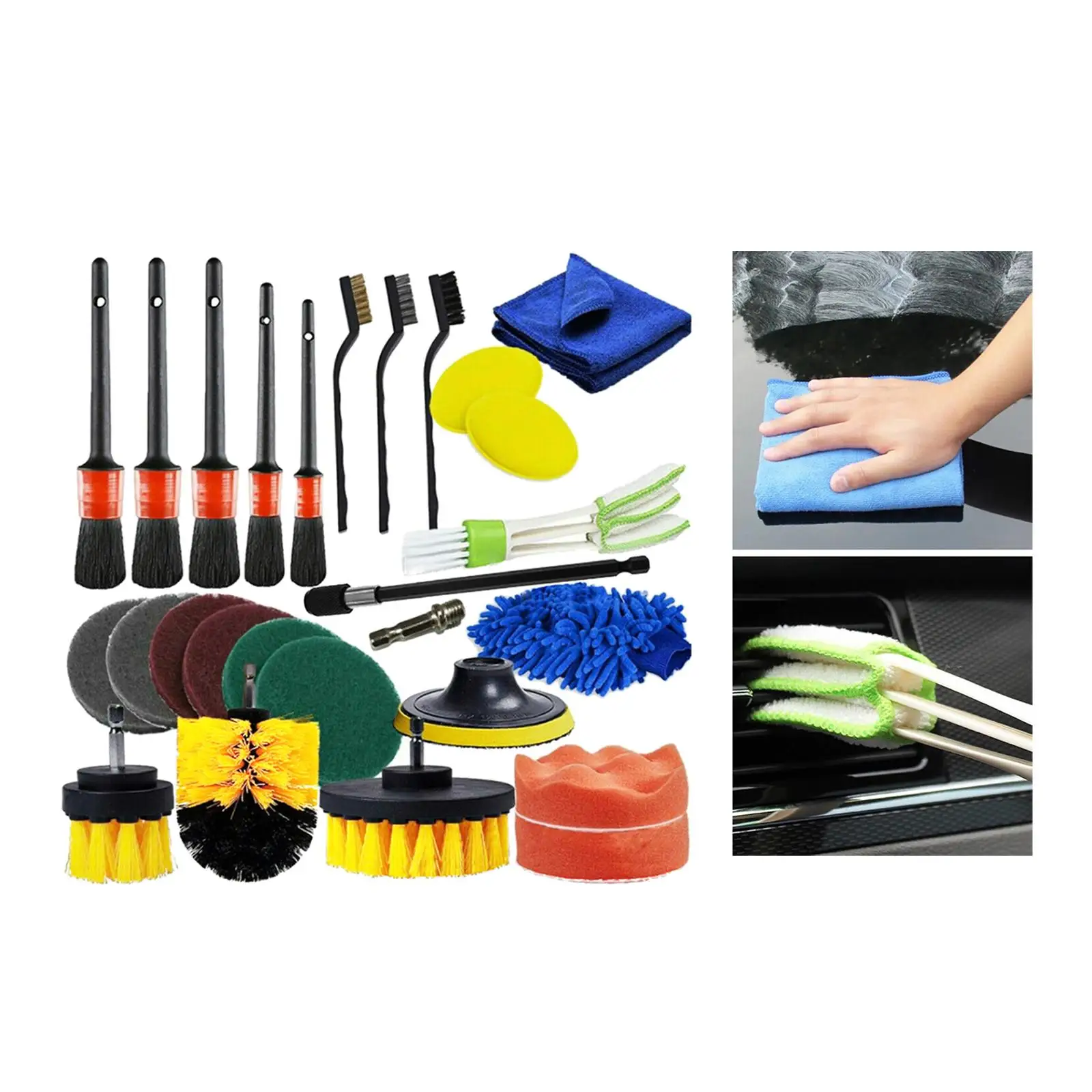 26 Pieces Auto Detailing Brushes Kit Fit for Tire Rim Inside Outside Clean