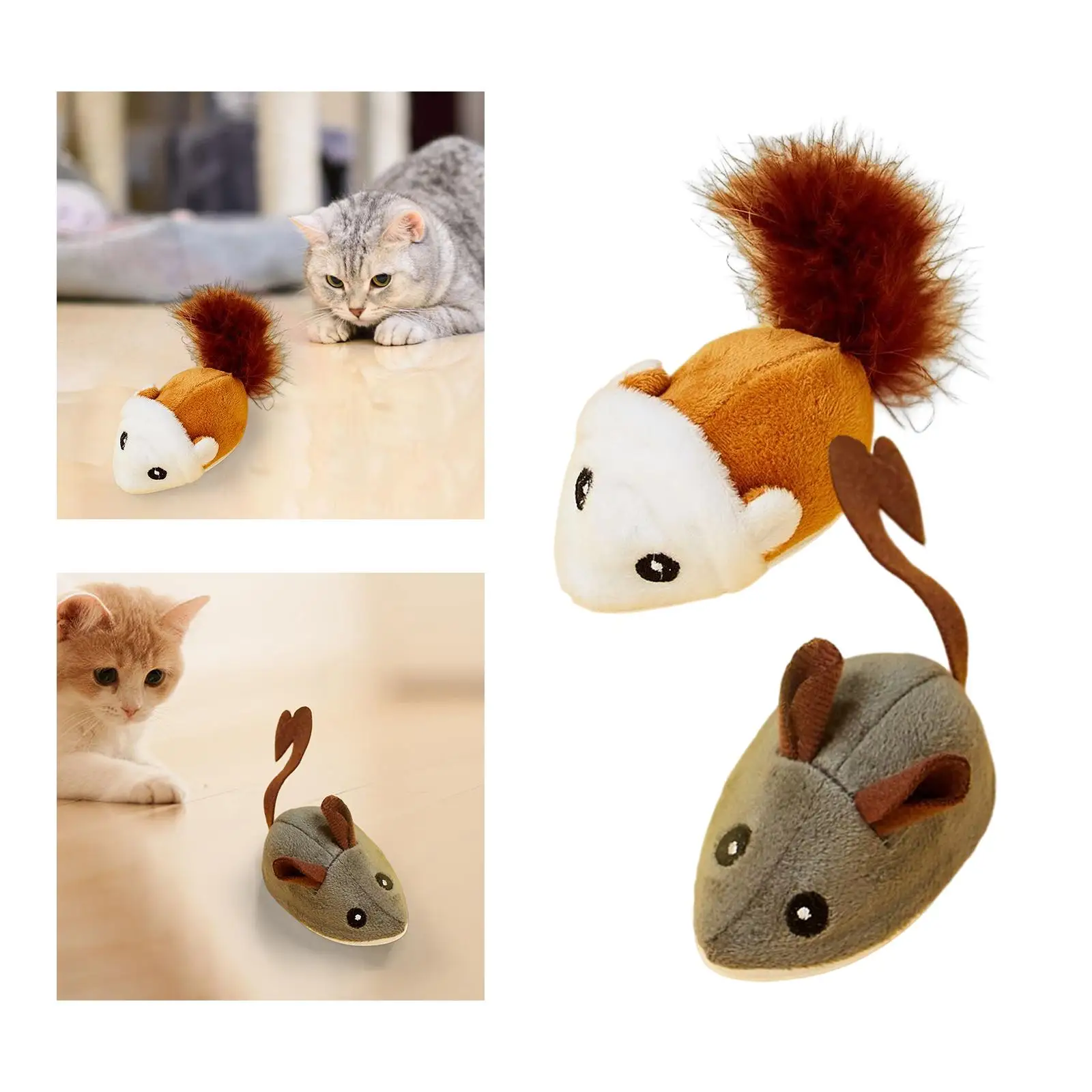 Plush Toys Electric Moving Soft Realistic Furry Plush Cat Toy for Cats Kitten Indoor