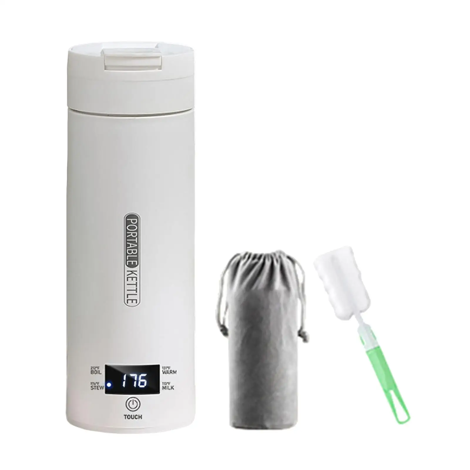 Intelligent Electric Tea Kettle with Cleaning Brush and Sleeve Lightweight for Boiling Bottle for Drivers
