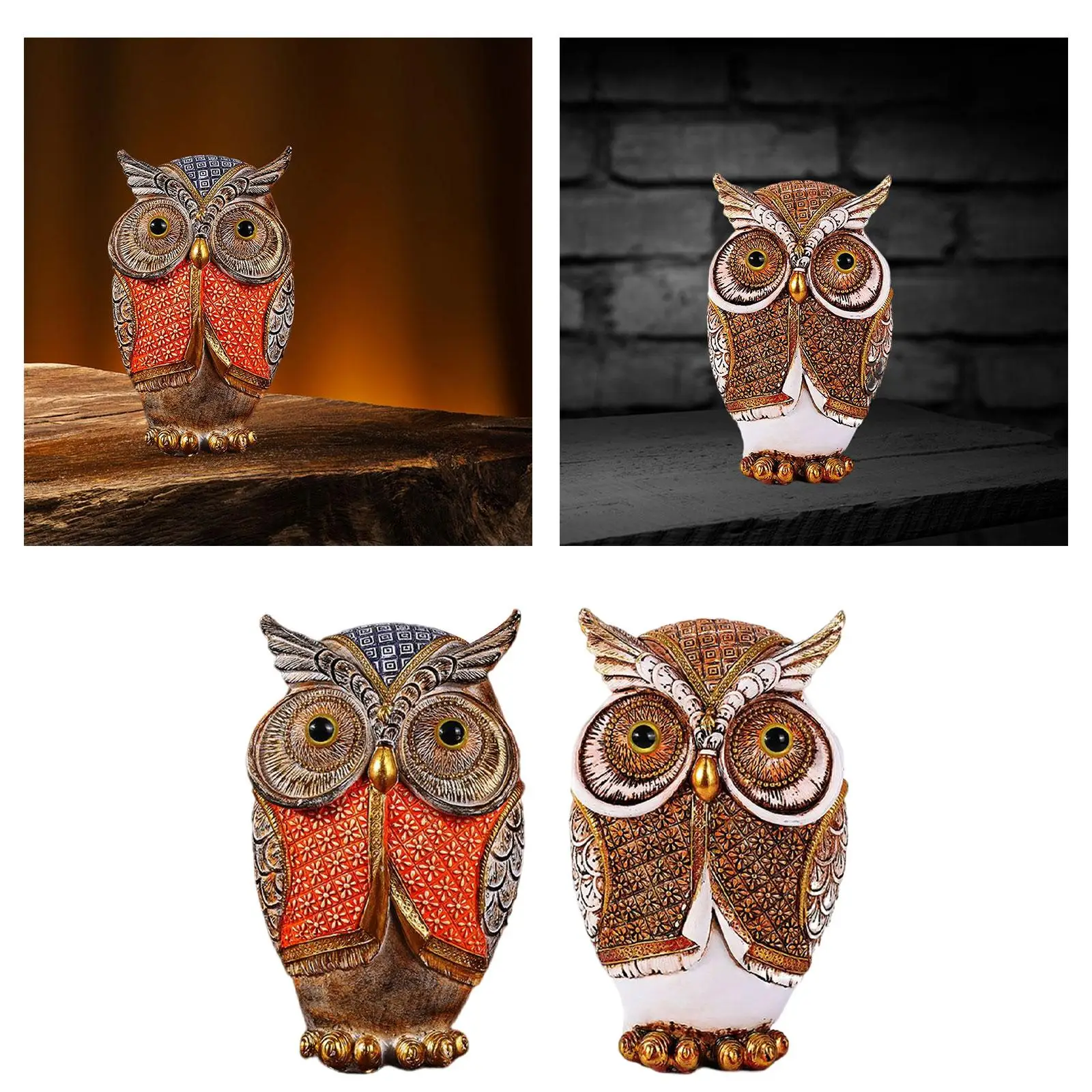 Nordic owl Figurines Realistic Gifts Resin Decor for office Shelf