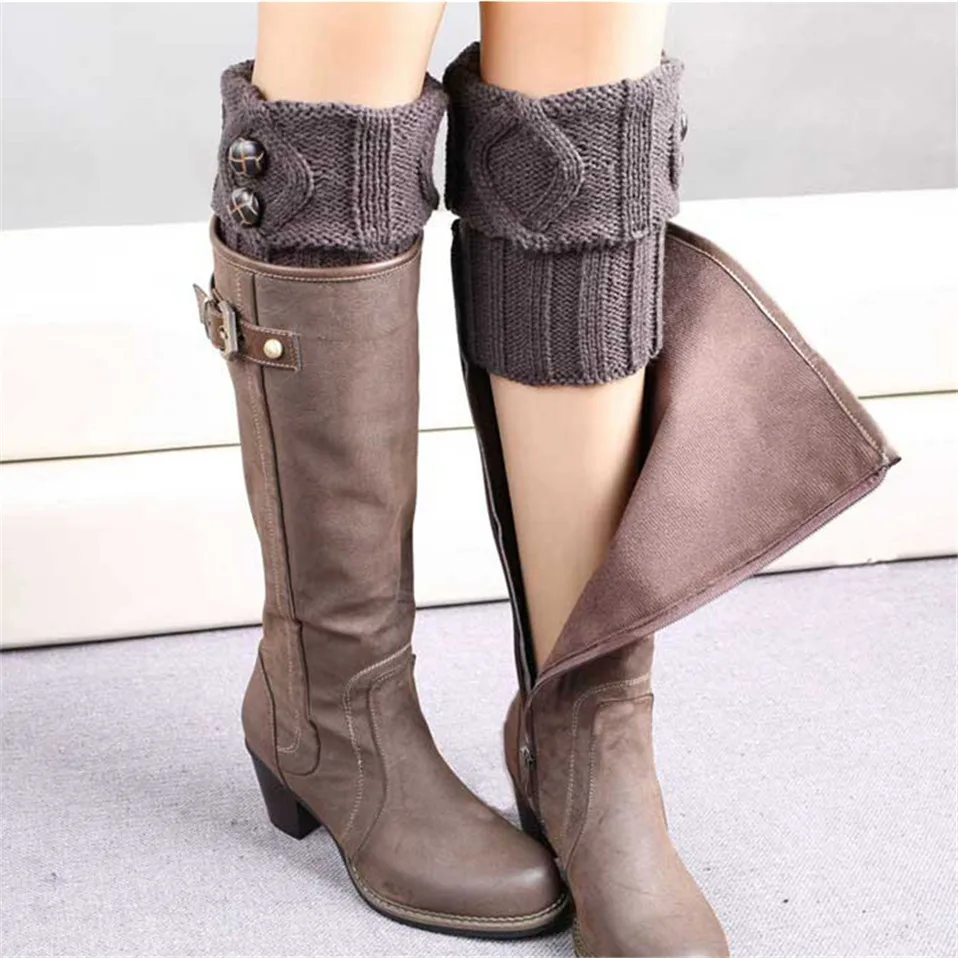 Gestrickte Gamaschen für Damen, Beinwärmer für Herbst/Winter, Lolita, süßes Mädchen, kurze Stiefelmanschetten, Knöpfe, gehäkelt, Damenstiefel, kniehoher Stiefel – Detail 14