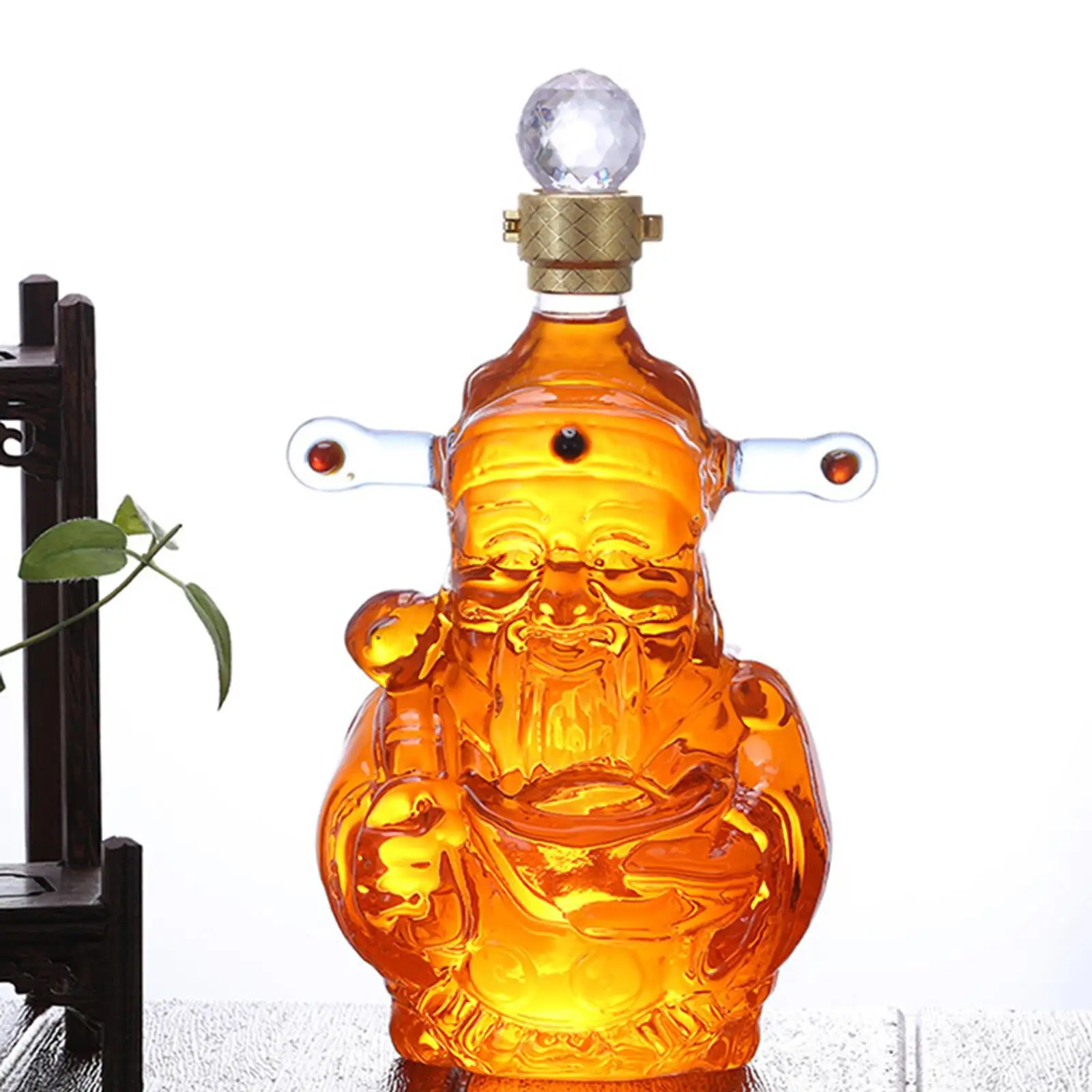 Whisky Decanter Glass GOD of Wealth Shape Liquor Decanter for Restaurant Cocktail