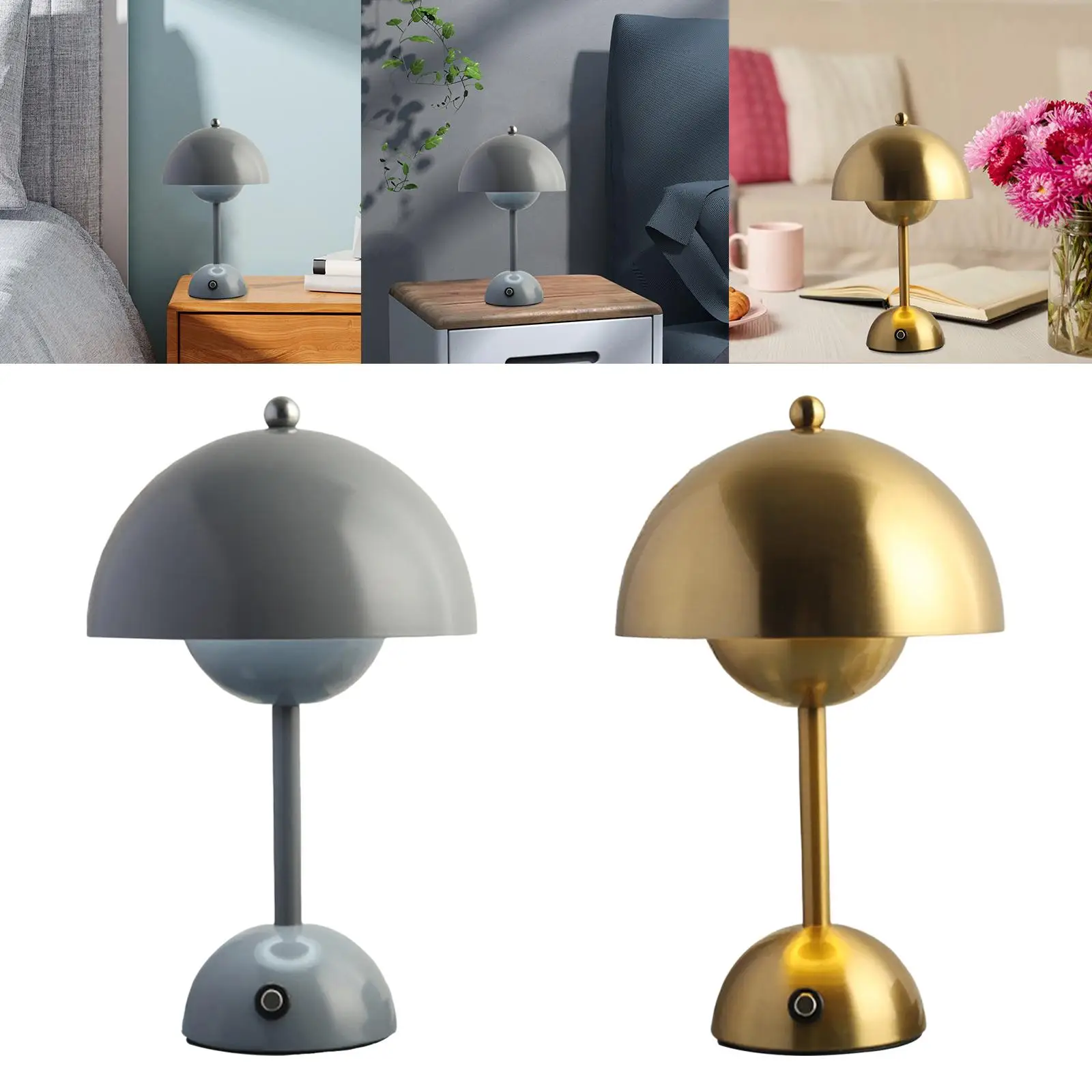 Modern Mushroom Bud Table Lamp LED Decoration Metal Lighting USB for Office