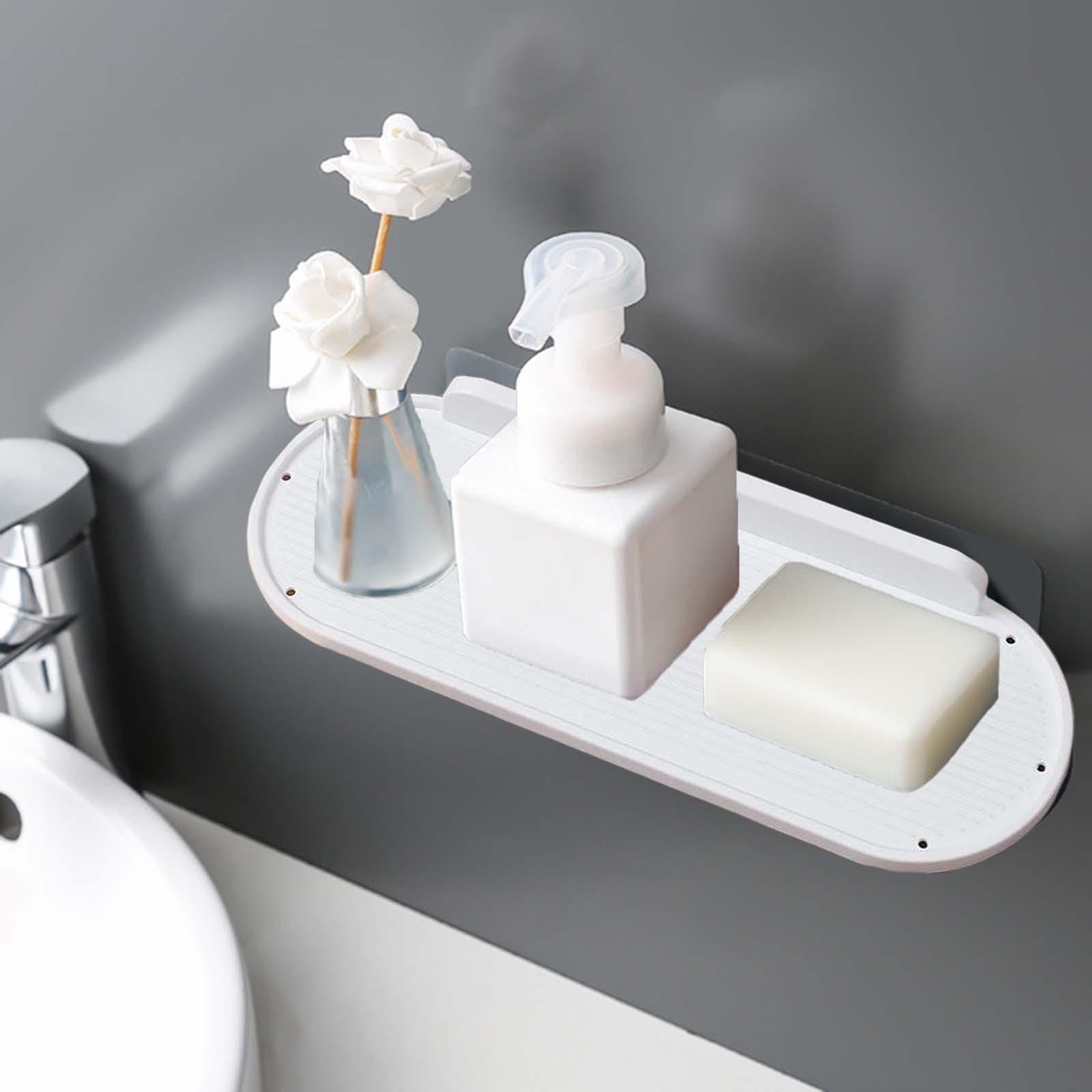 Wall Floating Shelf Adhesive No Punching Bathroom Shelf Kitchen Wall Shelf for Home Hotel Living Room Bathroom Toilet