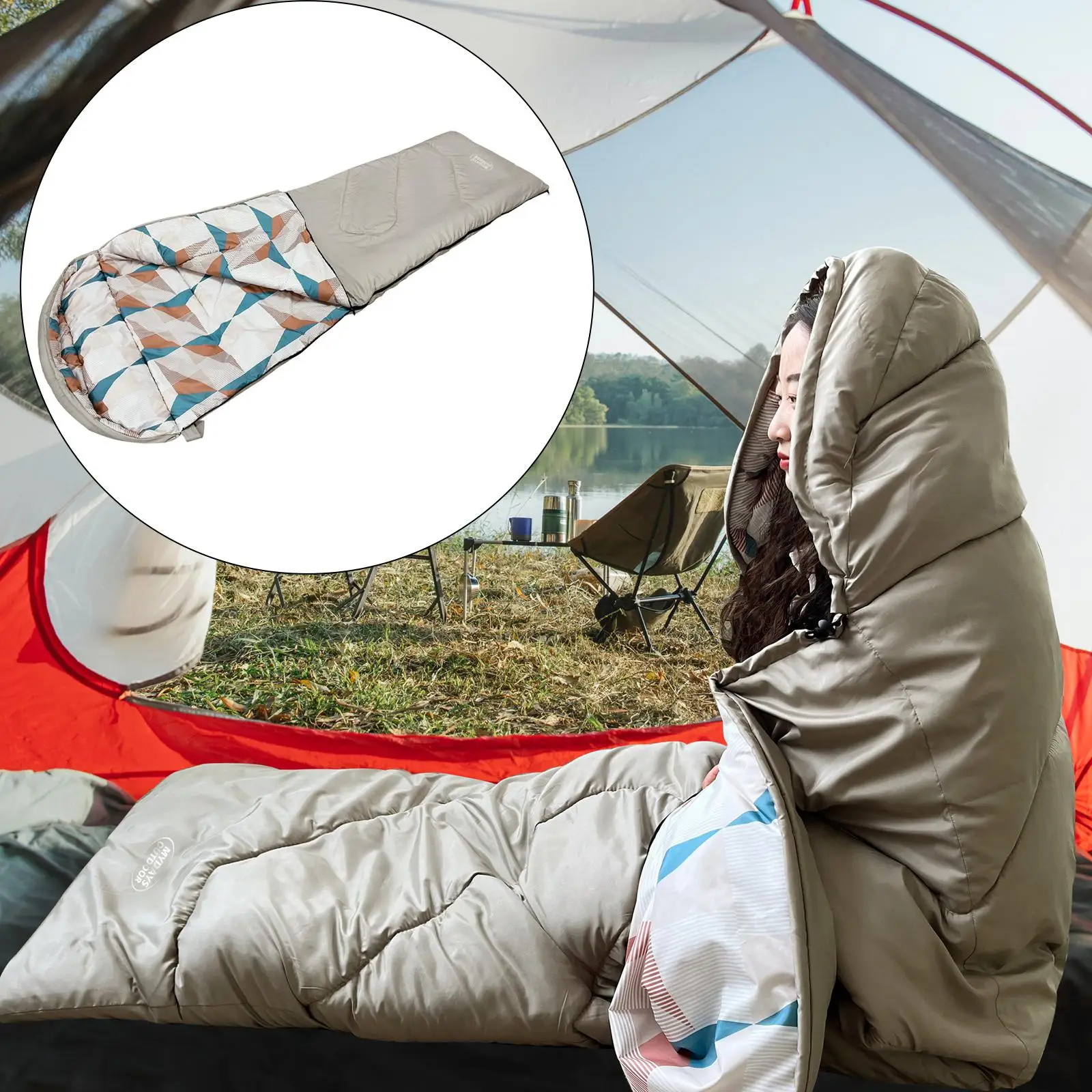 Envelope Sleeping Bag Warm Padded bag for Outdoor Camping Cool Weather