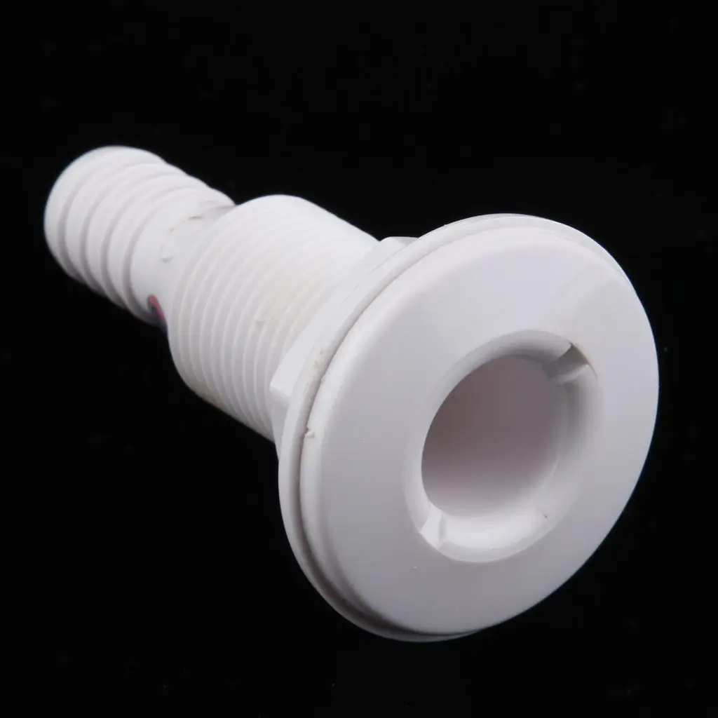 White  Boat Thru Hull Fitting Drain Connector for 5/8 inch Hose Barb