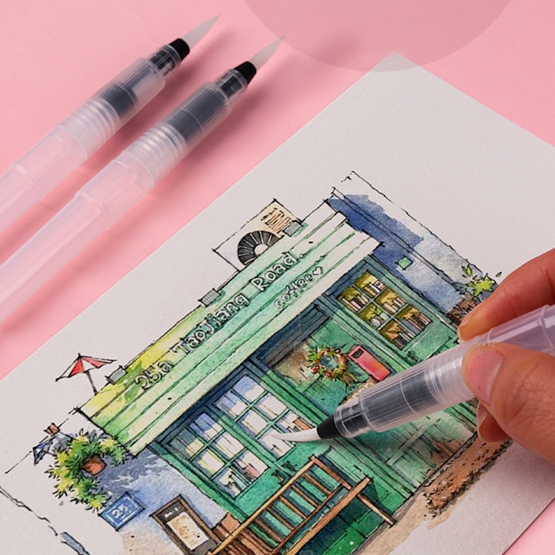 Description Picture 5 of item3/6Pcs Water Brush Pens Set Refillable Watercolor Pen Brush 3 Sizes Brush Tips for Blending Colors Creating Shades