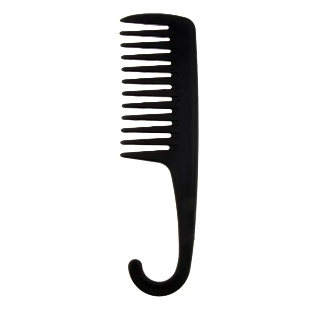 Hairstyle DIY Wide Tooth Plastic Hair Care Shower Salon Comb With Bend Hook