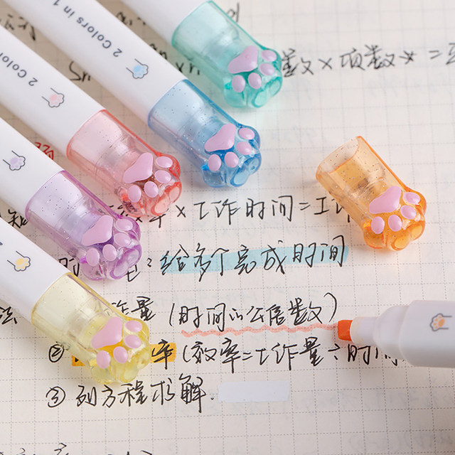 Cute Stitching Highlighter 12-Color Cat Claw Color Markers Back To School  Aesthetic Stationery Kawaii School Stationary Supplies - AliExpress