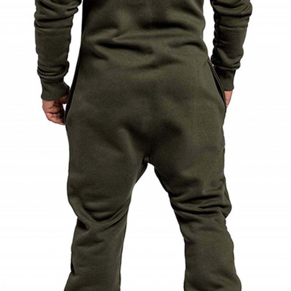 Description Picture 6 of itemPlus Fleece Zipper Jumpsuit Zipper Placket Windproof Male Long Sleeve Men Hoodie Jumpsuit