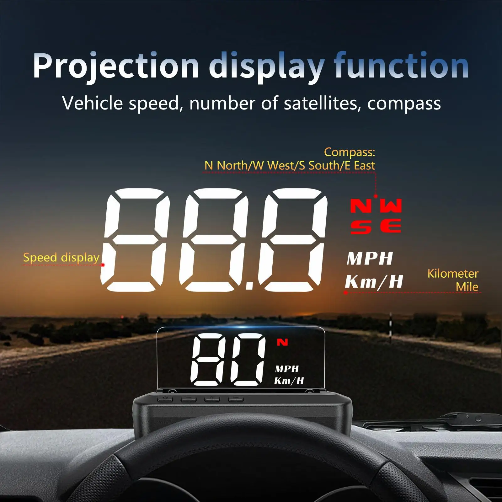 Digital Car   Display  HUD Adjustable 360 Degree Easy Setup All