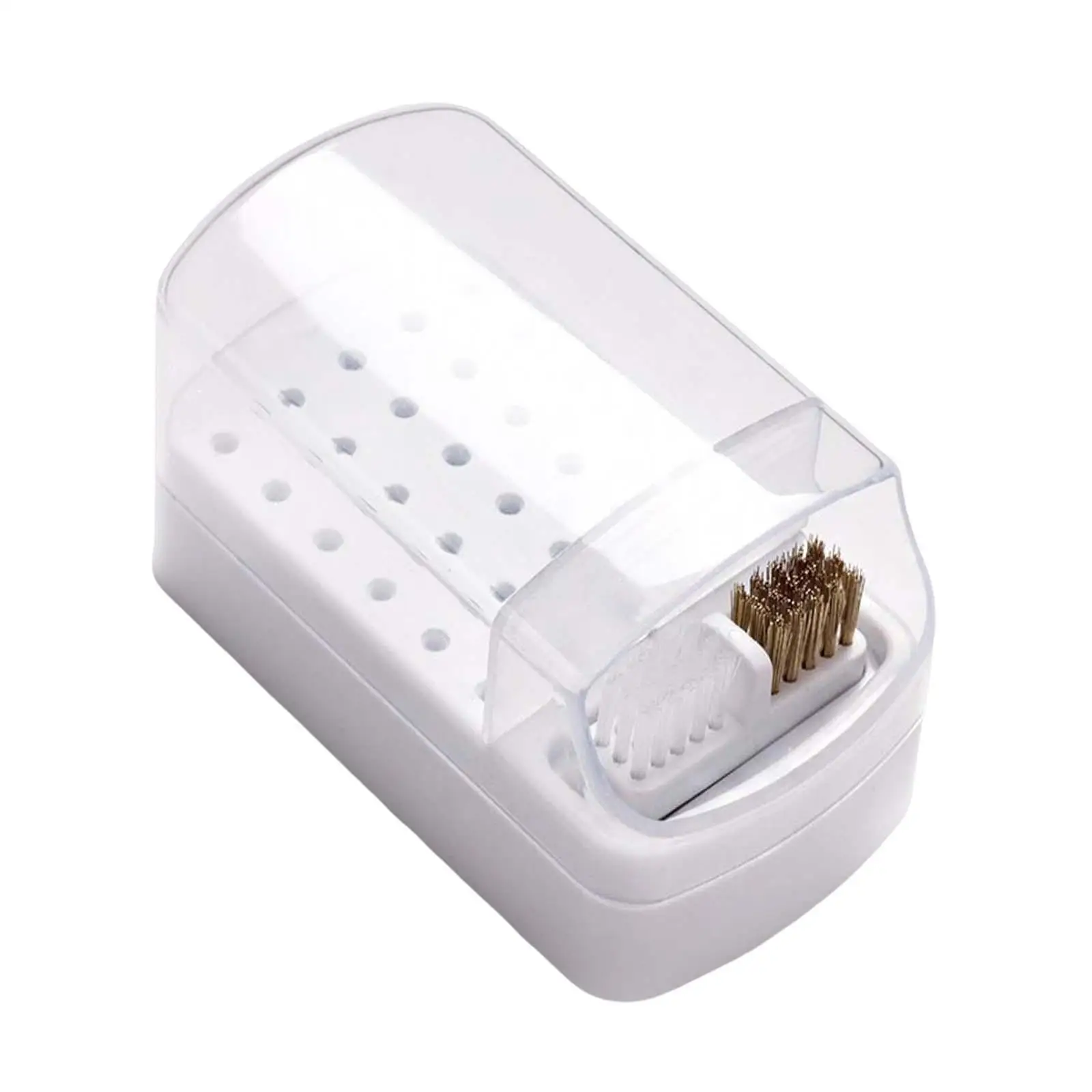 30 Holes Nail Drill Bit Holder Home DIY with Cleaning Brass Wire and Soft Brushes Waterproof Dustproof Salon Polishing bits  box