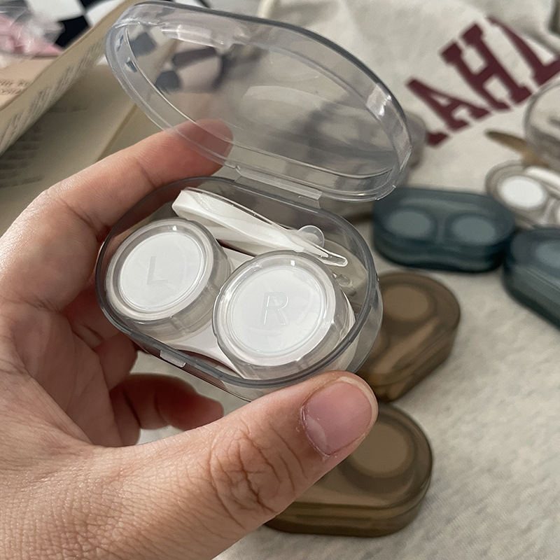 Transparente Augenpflege Kontaktlinsenbehälter Aufbewahrungsbox Mädchen Einfache süße Farbe Schülerbox Kleiner Kontaktlinsenbehälter – Detail 4