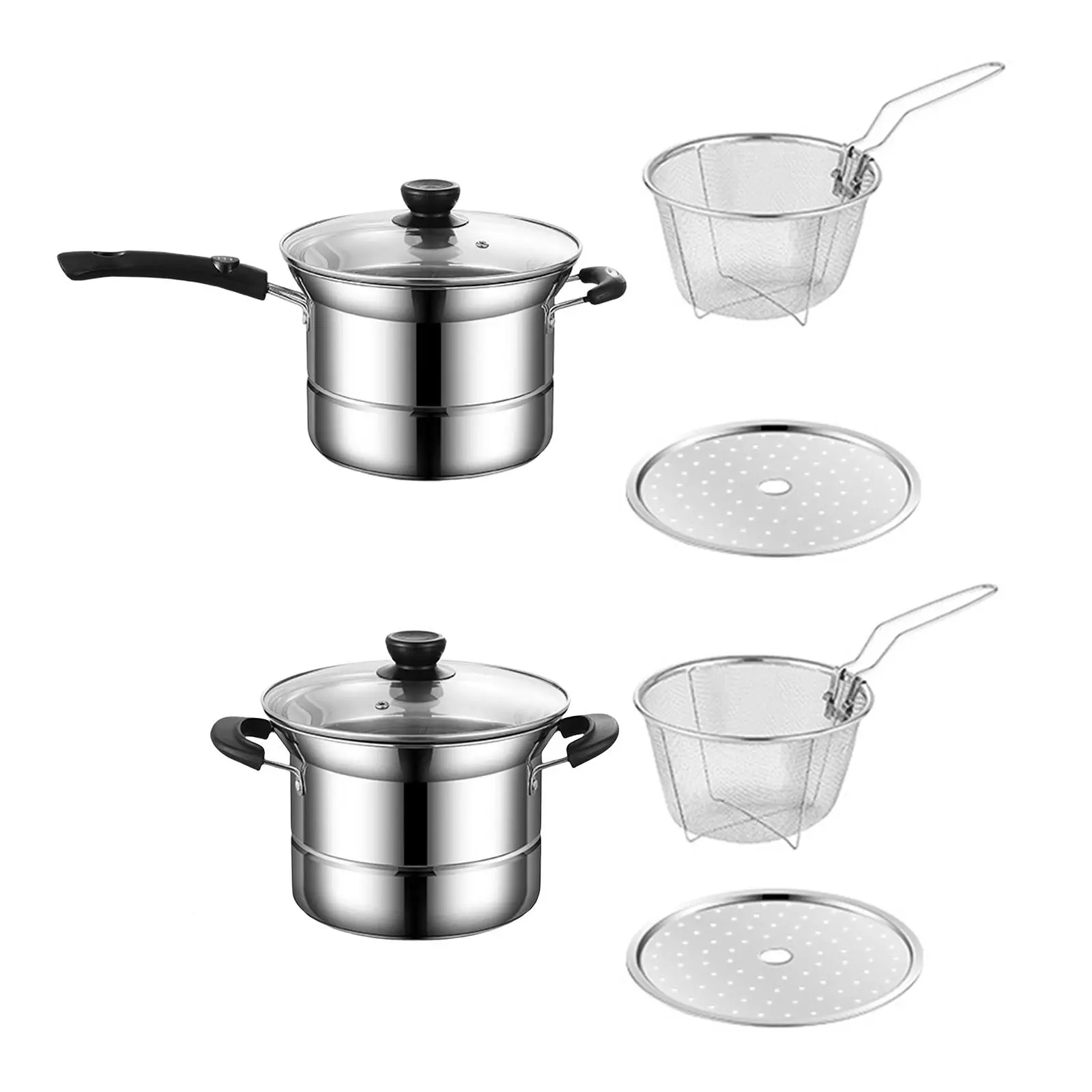 Stainless Steel Sauce Pan Milk Pot Cookware Sets Multipurpose with Lid Handle Cooker Cooking Pot for Pasta Picnic Restaurant