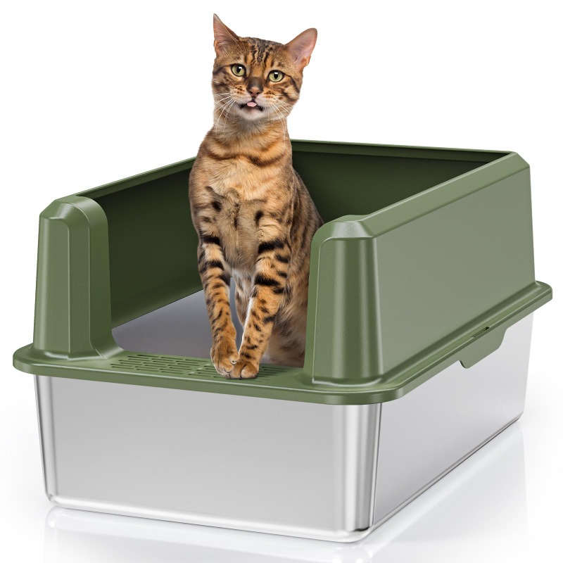 MoNiBloom Hooded Litter Box Fully Enclosed Splash-Proof Cat Litterbox with  Litter Catcher Mat, Modern House Shaped Enclosed Cat Litter Boxes Slide