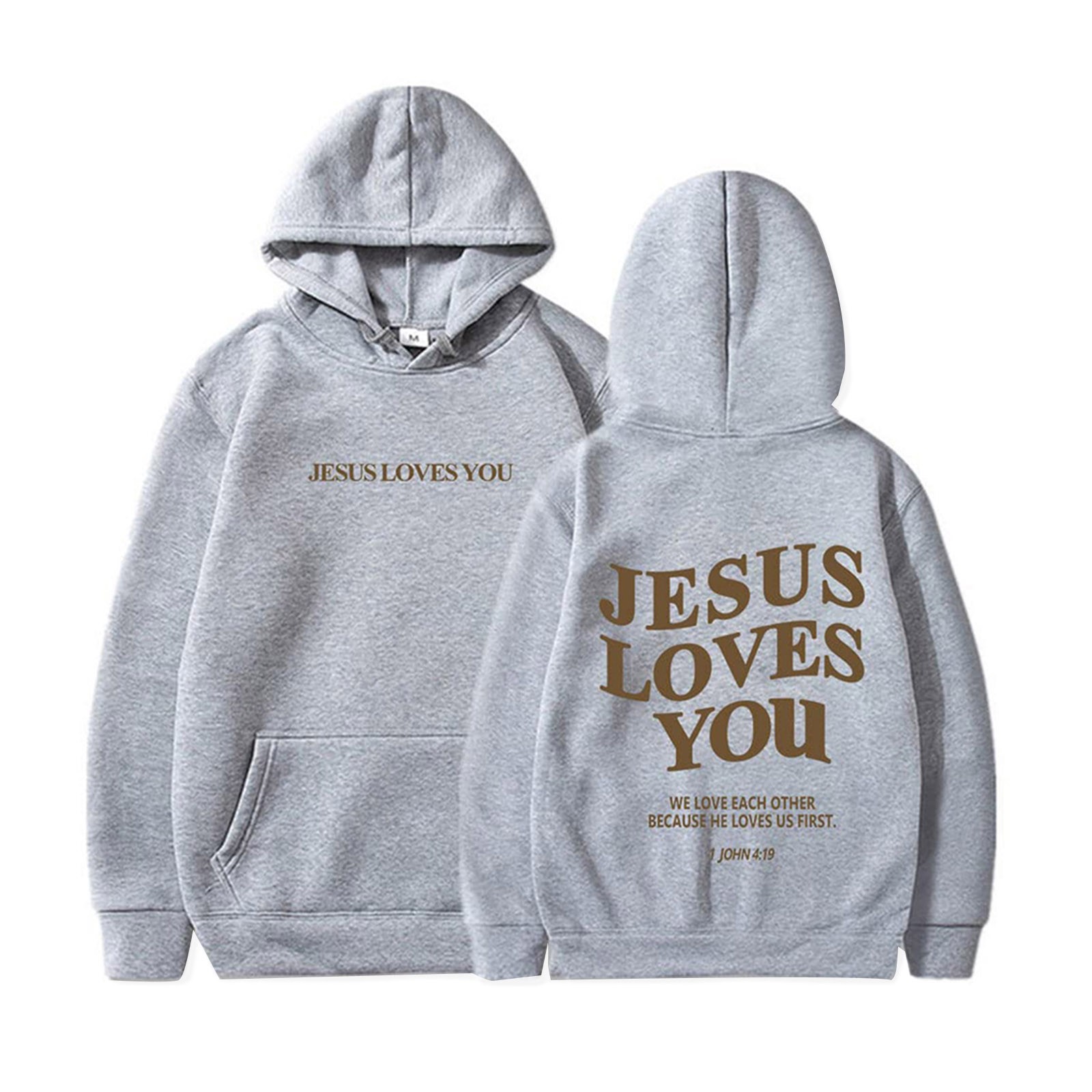 Title 7, Jesus Loves You Felpa con cappuccio grafica ove...