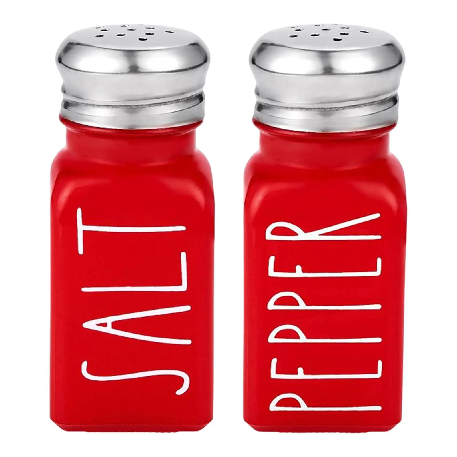2Pcs Modern  and Pepper Shakers Set Pots Condiment Bottle Seasoning Jars Set for  Kitchen Table Decor Words Printed