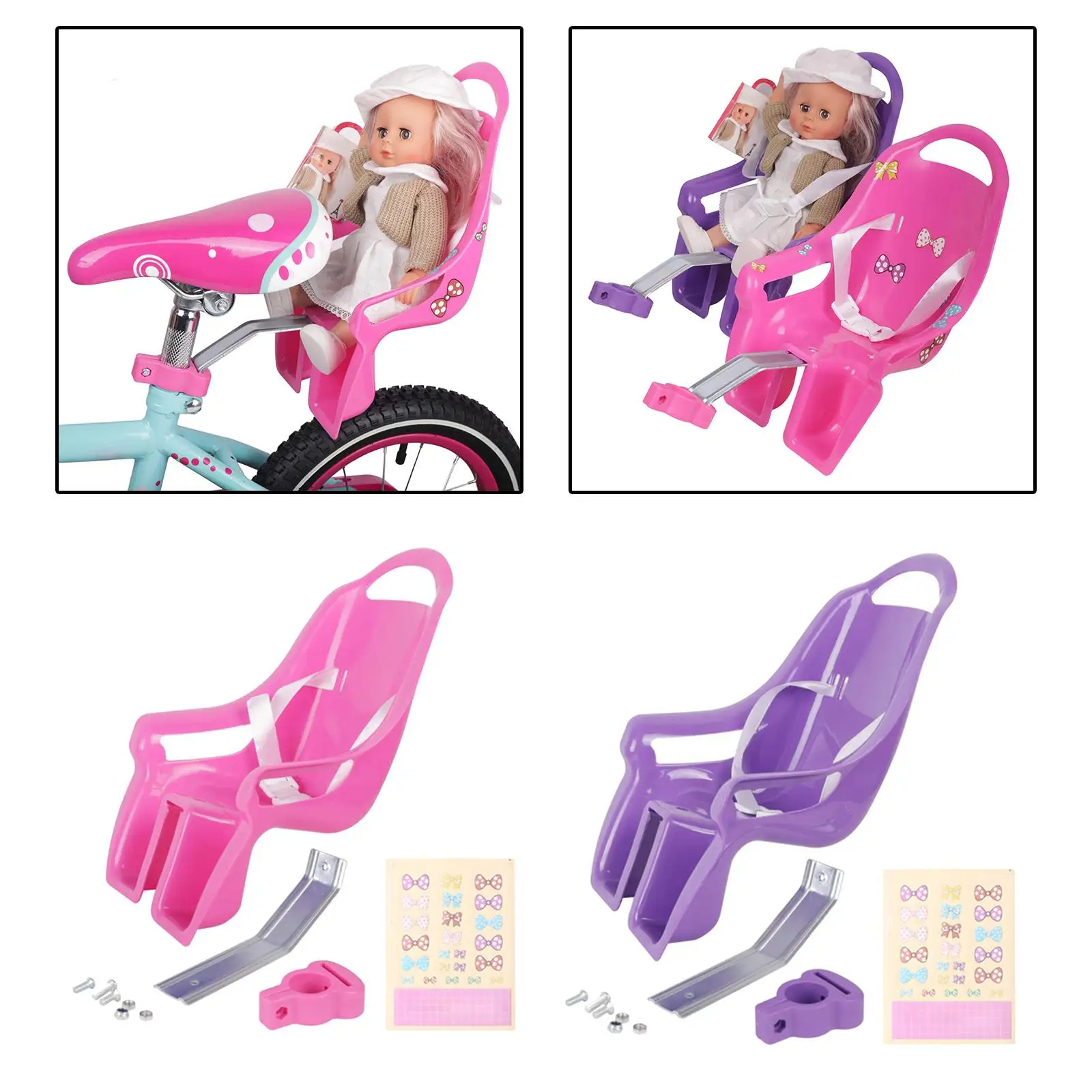 Girls Bike Doll Seat Children Gifts with DIY Decals Kids Bike Decoration Bicycle Accessories for Girls Kids