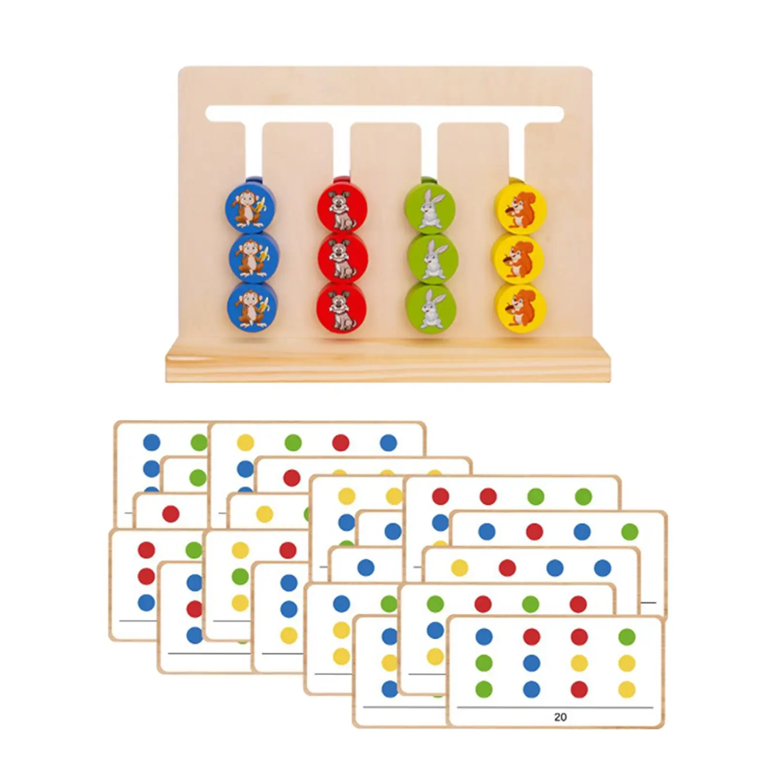 Four Colors Game Puzzle Interactive Toys Montessori Educational Wooden Toys Teaching Aids Sorting toy Game for Living Room
