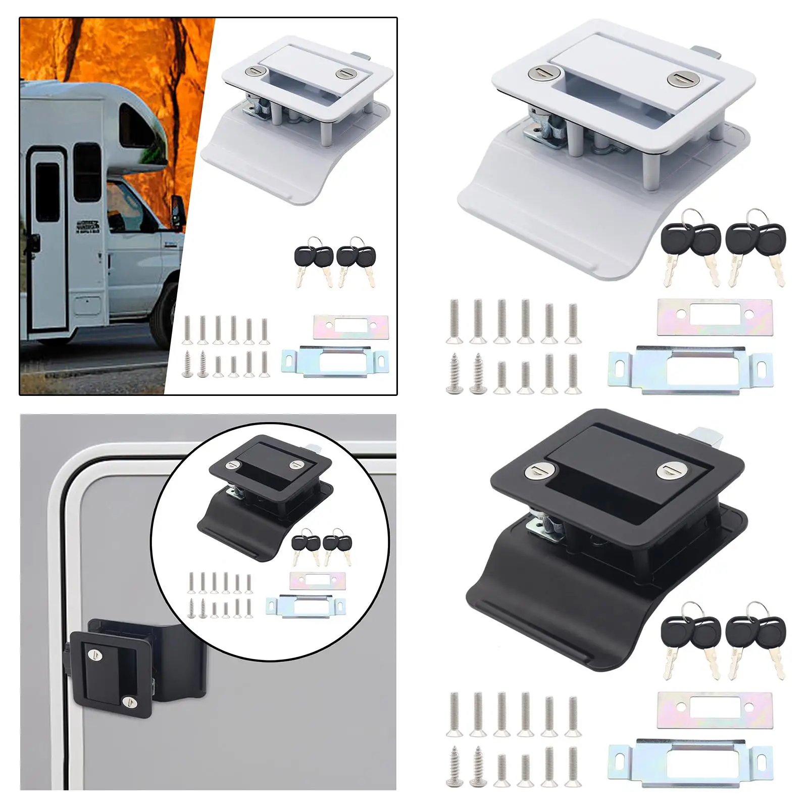 RV Door Lock Replacement Kit Hole Cutout 68x92mm Vehicle Repair Parts Wear Resistant for Trailer Cargo Hauler with Screwdriver