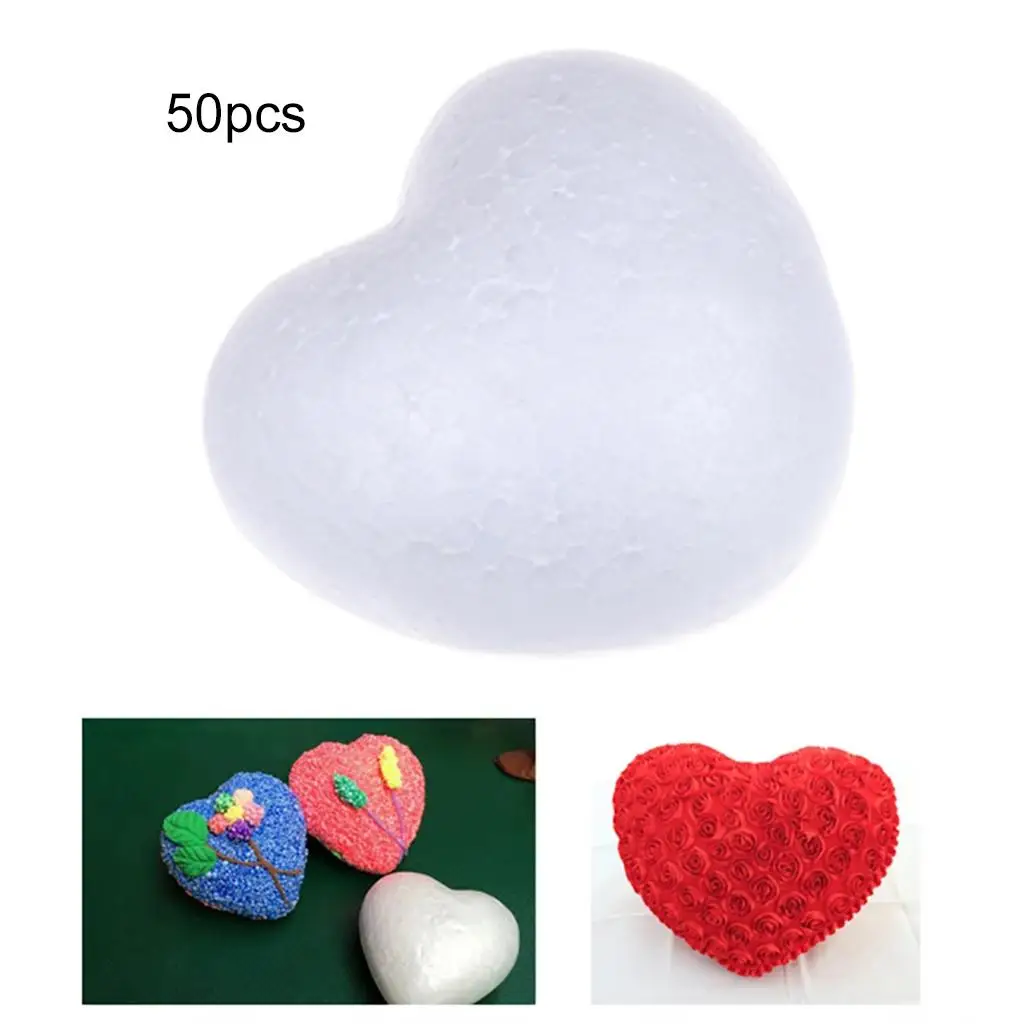 100/50/60Pcs Heart Shape Wedding Ornaments Styrofoam Polystyrene Foam Materials for Kids Crafts DIY Modeling Handmade Toys