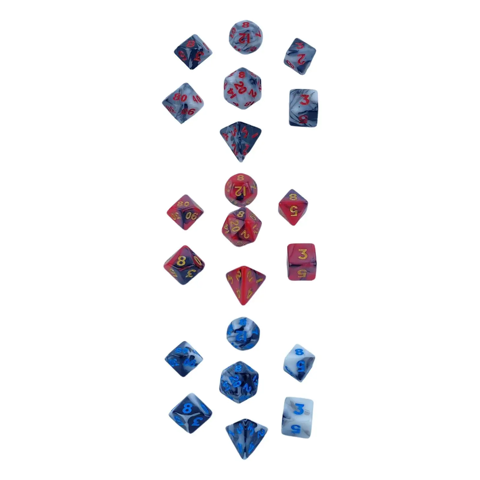 7 Pieces Acrylic Polyhedral Dices Entertainment Toy D6 D8 D10 D12 D20 for Table