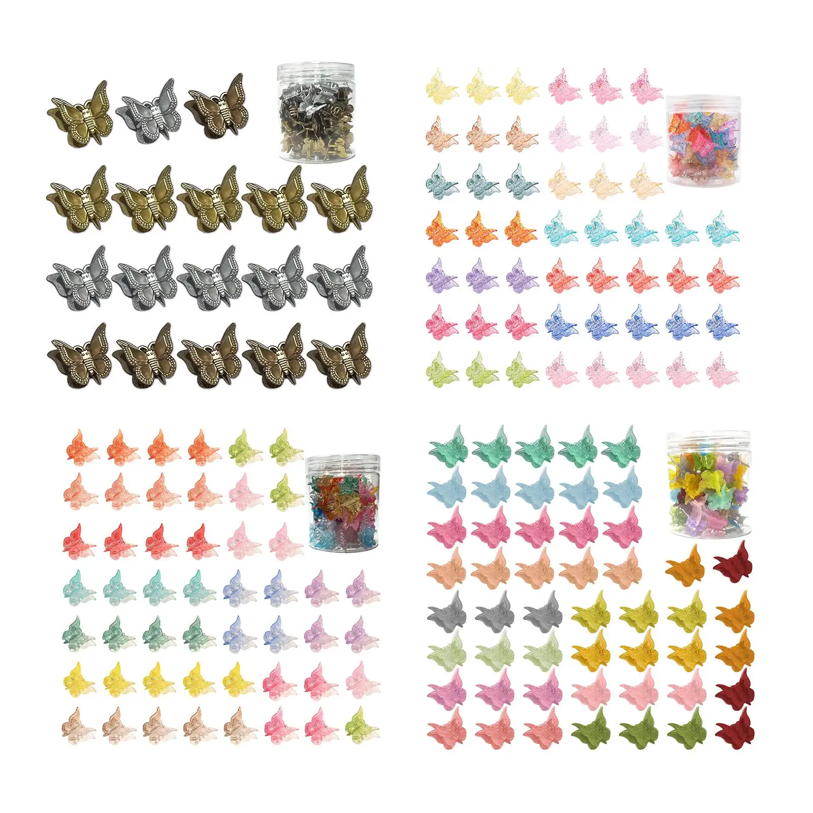 50Pcs Butterfly Hair Clips Mini with Box Gifts Assorted Colors Cute Hair Claws Clips for Party Girls Kids Children Women