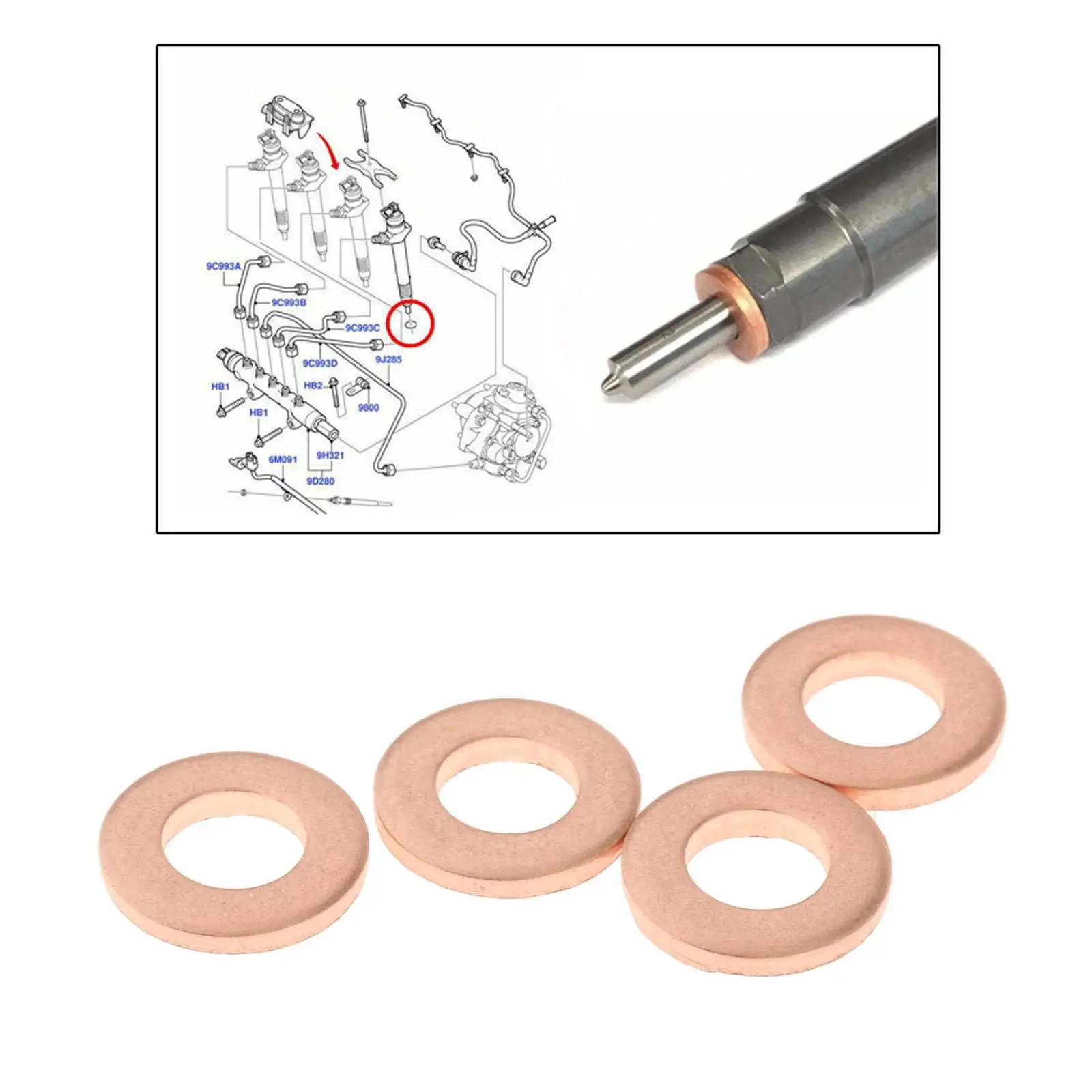 4Pcs Fuel Seal Copper Washer Copper  Washers for Transit 6