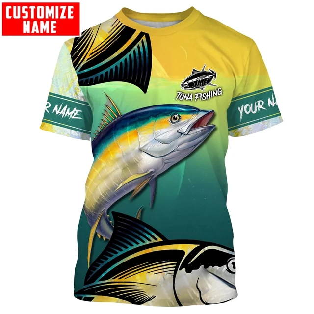 XS-7XL Tuna fishing Saltwater Fish ocean blue Customize name 3D Printed  Mens t shirt Cool Summer style Unisex Casual T-shirt - AliExpress