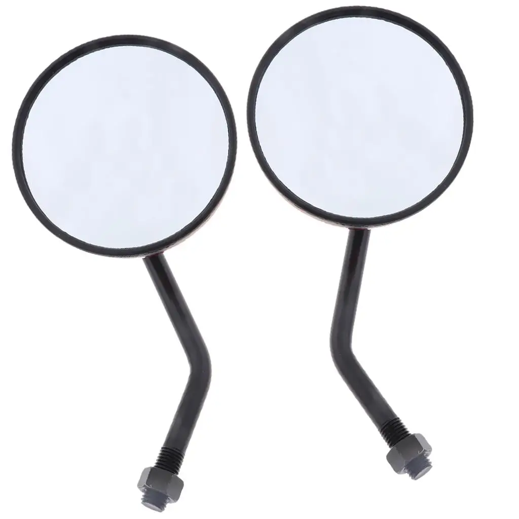 2 Pcs Motorbike Moped Scooter 10mm Thread Rear View Round Mirrors for Dirt BIke/Motorcross/Street Bike/Cafe Racer