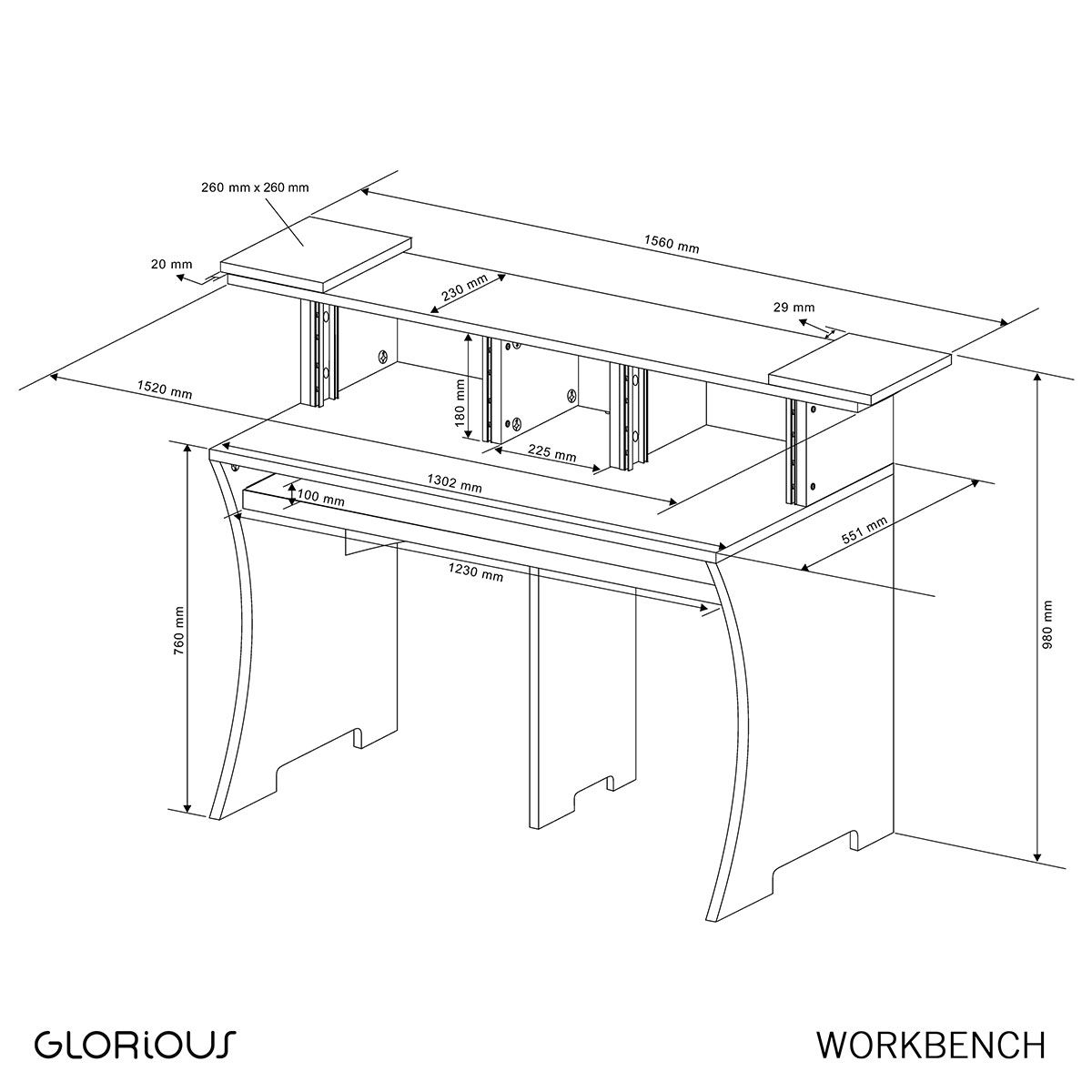 Студийный стол glorious workbench White